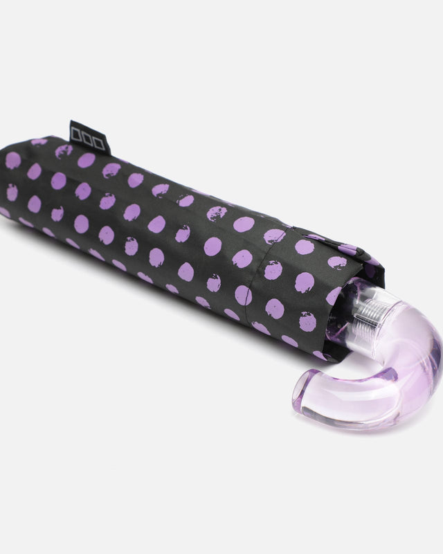 Lila paraguas plegable estampado de puntos