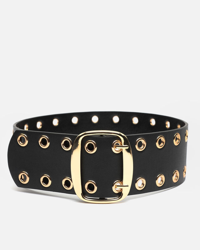 Sadie ceinture à double œillets et boucle carrée ED.