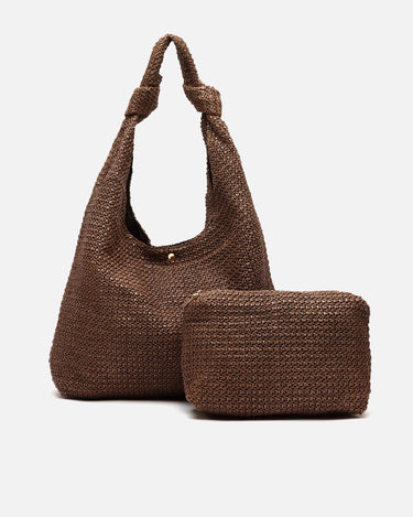 Pologi bolso de hombro efecto rafia 