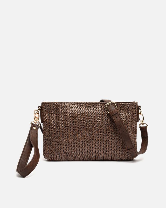 Sabyto sac à bandoulière effet raphia avec dragonne