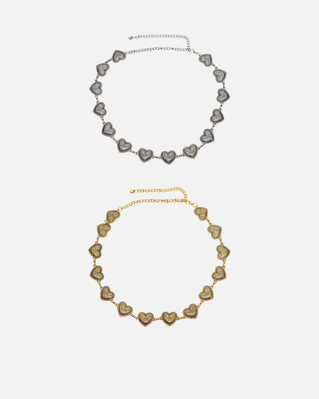 Riviera metallic heart belt