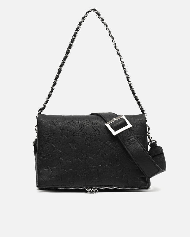 Starti bolso de hombro con solapa y grabado de estrellas con asa bandolera extraíble