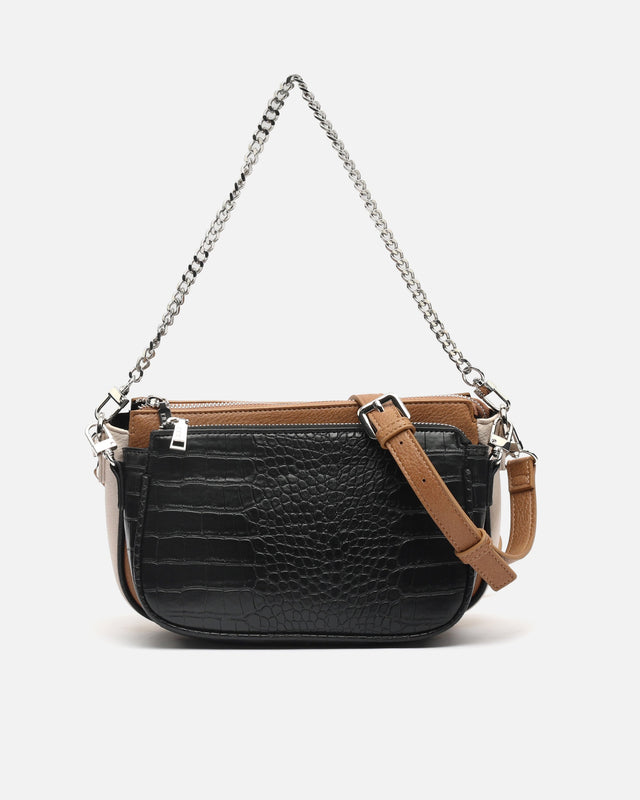 Ralu-1 crossbody bag with removable compartment and animal print pattern