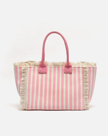 Barte bolso de hombro de tela con estampado de rayas 