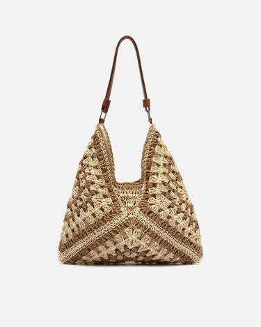 Ushu bolso hobo grande efecto rafia estampado 