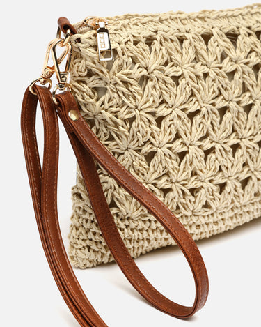 Blumi bolso bandolera efecto rafia con asa de mano e bandolera extraíble 
