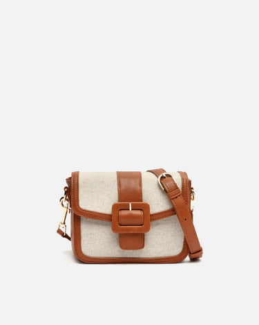 Petit sac bandoulière Sori en similicuir et effet raphia 