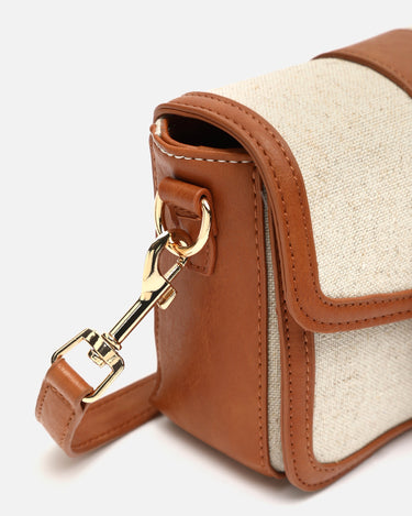 Petit sac bandoulière Sori en similicuir et effet raphia 