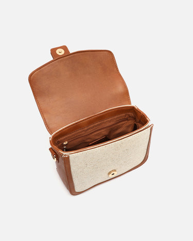 Petit sac bandoulière Sori en similicuir et effet raphia 