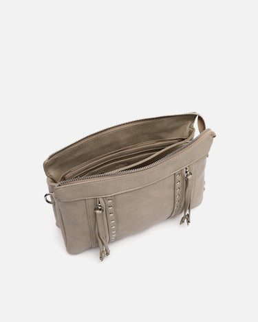 Nikasi bolso bandolera con bolsillos frontales y detalles metálicos 