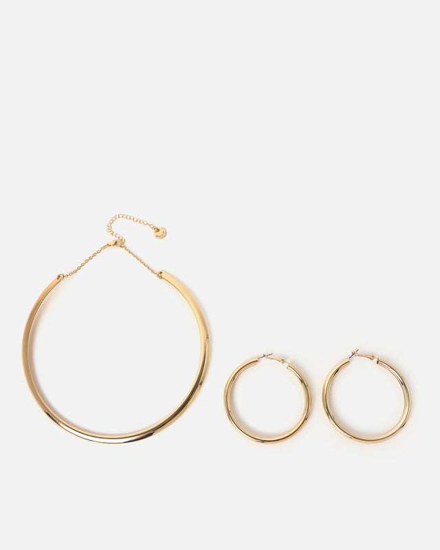 Paca conjunto de collar tipo choker con pendientes de aro