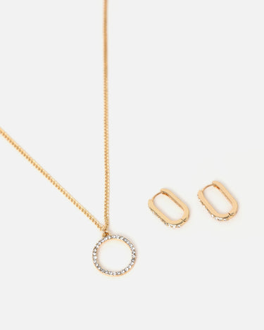 Ring set de collar con pendientes de strass 