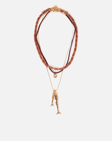 Boqueron collar multiple con colgante pez 