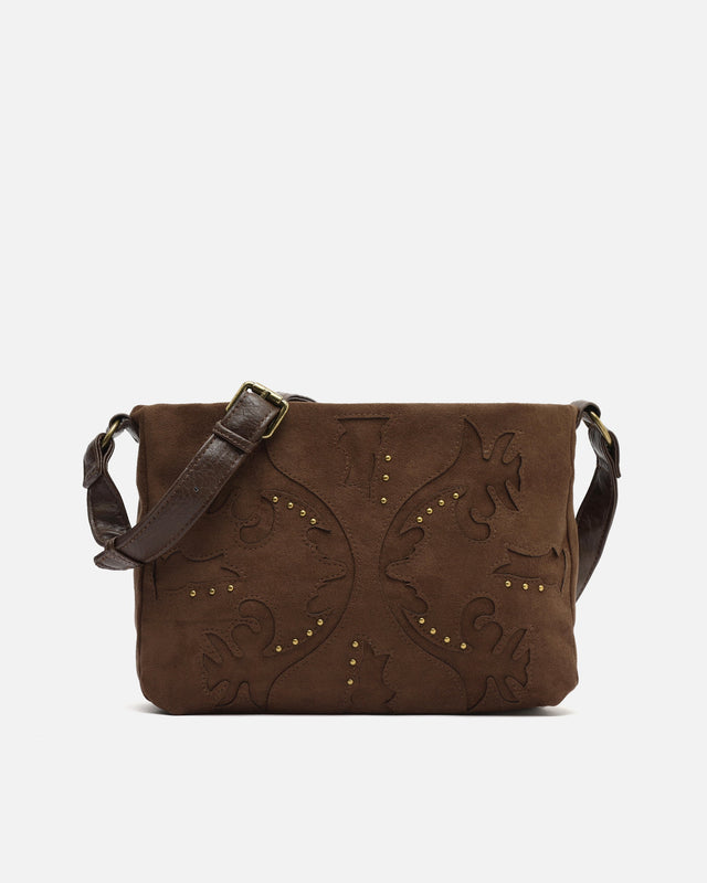 Dobli suede-effect crossbody bag with metallic details
