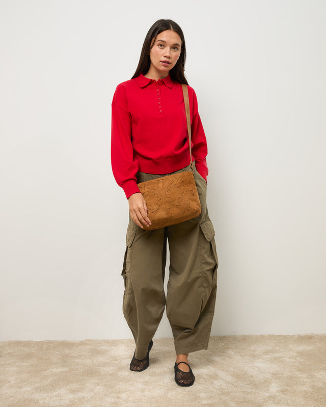 Dobli suede-effect crossbody bag with metallic details