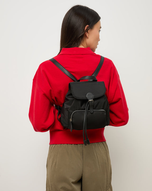 Eliza small nylon backpack with a flap