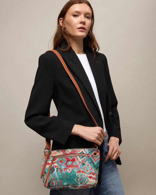 Zaria small crossbody bag with jacquard print